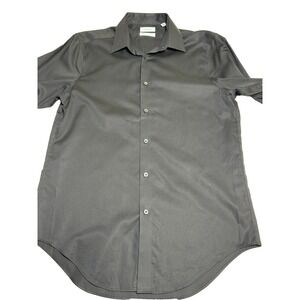 Calvin Klein Men's black button front long sleeve slim fit shirt Size 15 1/2‎